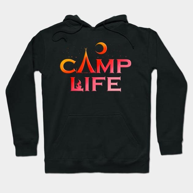 Logo Camp Life In The Night On Camping Hoodie by SinBle